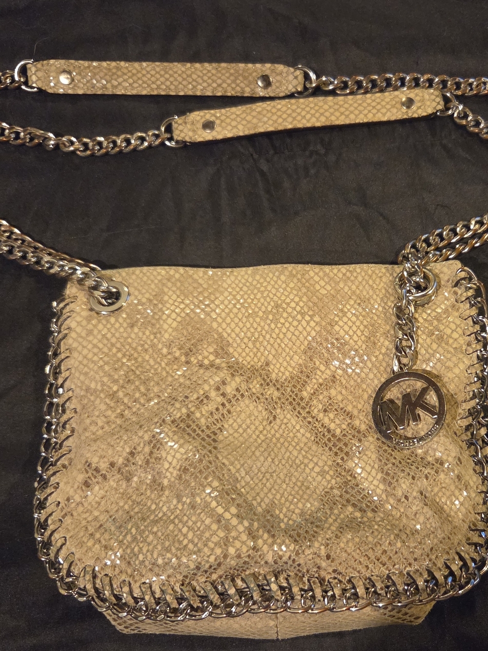 Michael Kors Gold-Tone Python-Effect Shoulder Bag